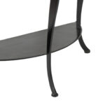 Wood Top Demilune Console Table on Iron Base - Image 5