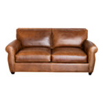 ARHAUS Camden Collection Loveseat in Brown Leather Upholstery