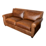 ARHAUS Camden Collection Loveseat in Brown Leather Upholstery - Image 2