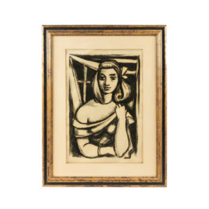 Vintage WILHELM DRIXELIUS Linocut Portrait of a Young Woman