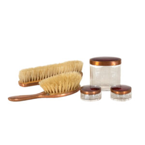 5 Piece Art Deco Red Enamel Vanity Set