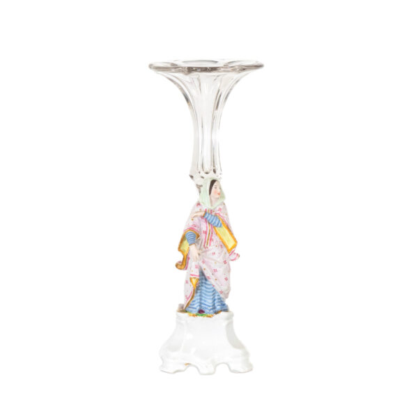 Vintage Porcelain Figural Trumpet Flower Vase - Image 1