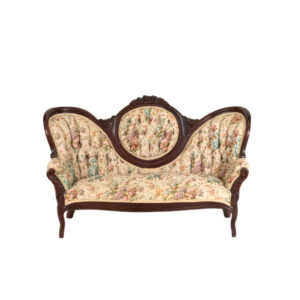 Victorian Style Child’s Settee with Tufted Floral Upholstery