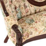 Victorian Style Child’s Settee with Tufted Floral Upholstery - Image 4