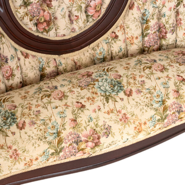 Victorian Style Child’s Settee with Tufted Floral Upholstery - Image 5