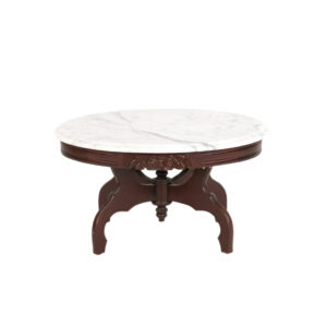 Victorian Style Child’s Parlor Coffee Table with Tufted Floral Upholstery