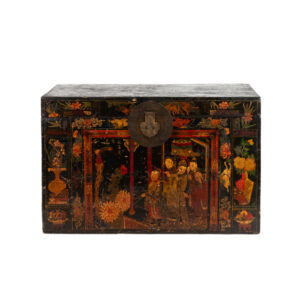 Antique Far Eastern Scenic Painted Trunk