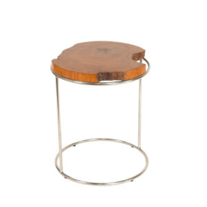 Vintage Live Edge Side Table on Chrome Base