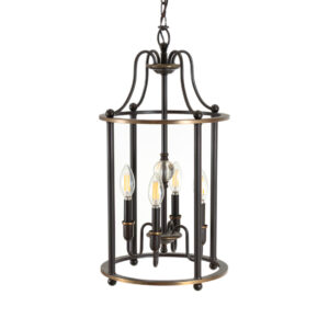 Metal 4 Light Lantern Style Pendant in Bronze Finish
