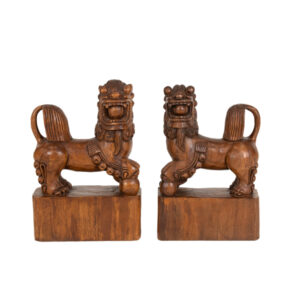 Pair of Carved Wood Foo Dogs