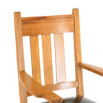 Antique Mission Oak Rocking Chair with Green Faux Leather Seat - Image 3