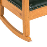 Antique Mission Oak Rocking Chair with Green Faux Leather Seat - Image 5
