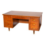 Vintage Mid Century Modern Walnut Executive Desk - Image 2