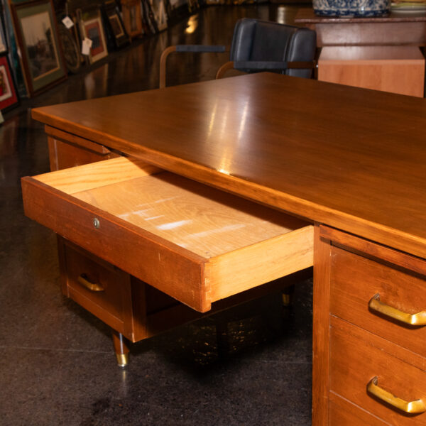 Vintage Mid Century Modern Walnut Executive Desk - Image 8