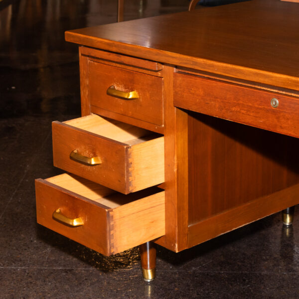 Vintage Mid Century Modern Walnut Executive Desk - Image 7