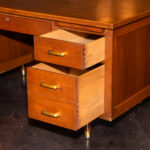 Vintage Mid Century Modern Walnut Executive Desk - Image 5