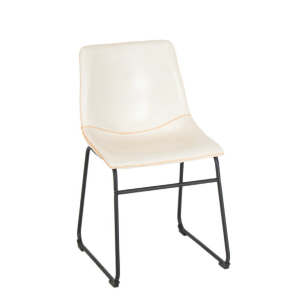 Set of 8 Scoop Seat Dining Chairs in White Faux Leather Upholstery - Image 2