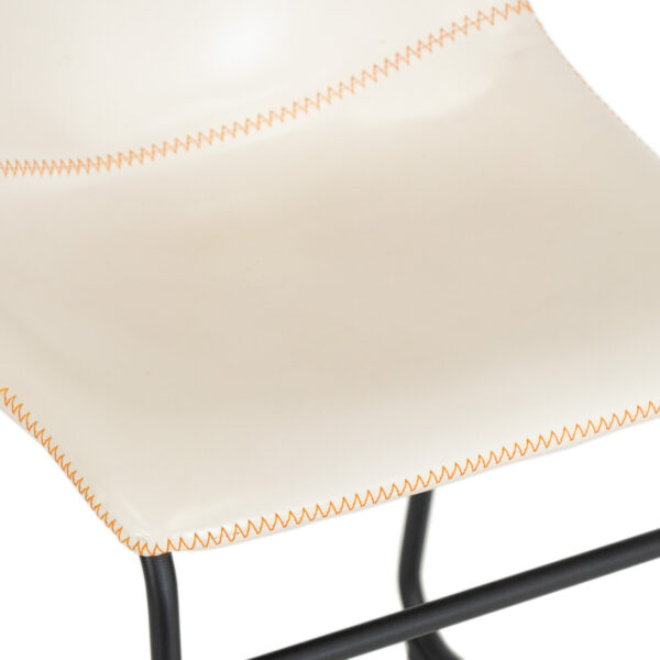 Set of 8 Scoop Seat Dining Chairs in White Faux Leather Upholstery - Image 4