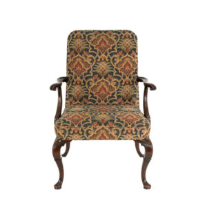 Vintage Mahogany Armchair with Tapestry Style Upholstery