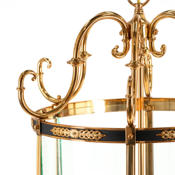 Regency Style 6 Light Lantern Pendant with Brass and Black Frame - Image 2