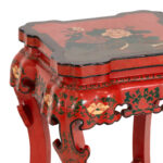 Vintage Chinese Red Lacquer Floral Side Table - Image 3