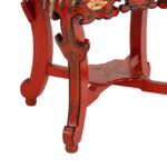 Vintage Chinese Red Lacquer Floral Side Table - Image 4