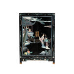 Vintage Chinoiserie Two Door Cabinet in Black Finish