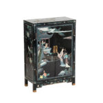 Vintage Chinoiserie Two Door Cabinet in Black Finish - Image 3