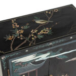 Vintage Chinoiserie Two Door Cabinet in Black Finish - Image 4