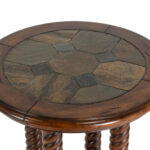 Round Slate Top Side Table with Spiral Turned Legs - Image 2
