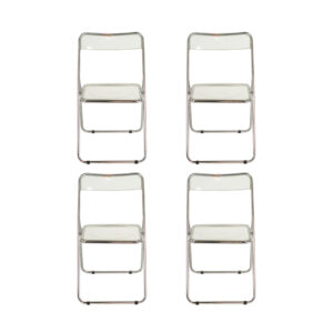Vintage Set of 4 Italian Lucite and Chrome Folding Chairs