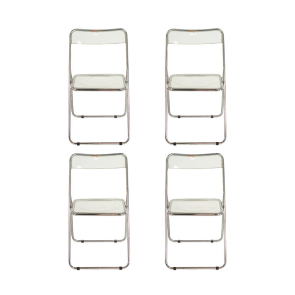 Vintage Set of 4 Italian Lucite and Chrome Folding Chairs - Image 1