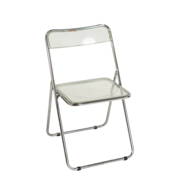 Vintage Set of 4 Italian Lucite and Chrome Folding Chairs - Image 2