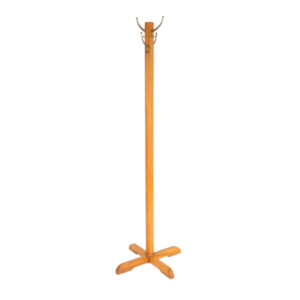 Vintage Oak Hall Tree with Metal Hooks