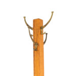 Vintage Oak Hall Tree with Metal Hooks - Image 2
