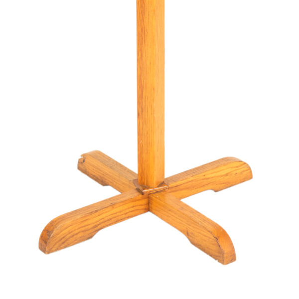 Vintage Oak Hall Tree with Metal Hooks - Image 3