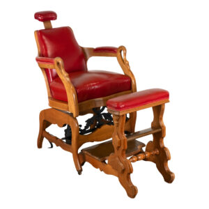 Antique Victorian Barber Chair with Stool