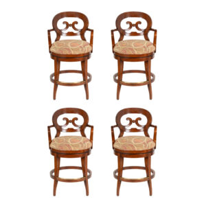 Set of 4 WOODBRIDGE Swivel Counter Stools with Floral Upholstery