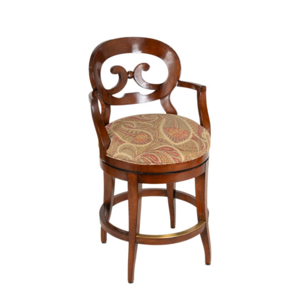 Set of 4 WOODBRIDGE Swivel Counter Stools with Floral Upholstery - Image 2