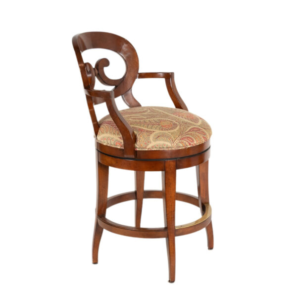 Set of 4 WOODBRIDGE Swivel Counter Stools with Floral Upholstery - Image 6