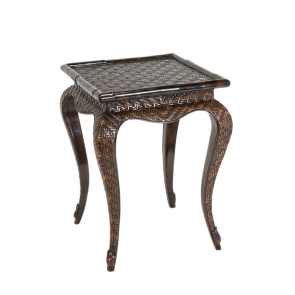 RALPH LAUREN Lacquered Woven Rattan Side Table - Image 1