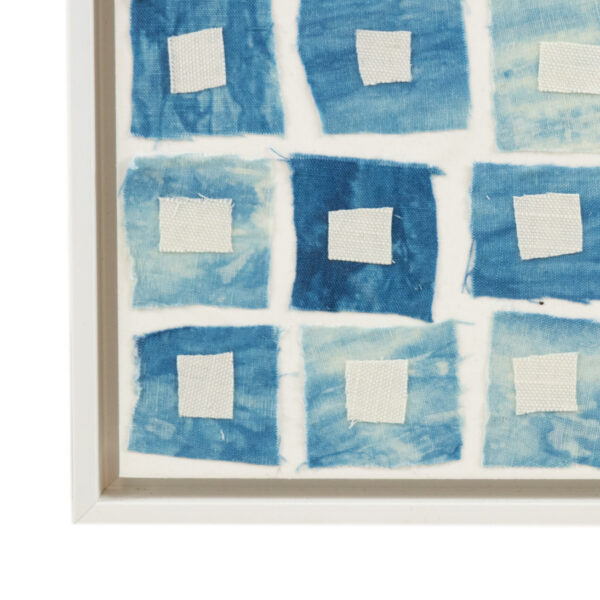 JUDY FRIDAY “Indigo Squares #2” Fabric on Board - Image 3
