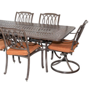 HANAMINT Mayfair Cast Aluminum Outdoor Dining Table with 6 Chairs