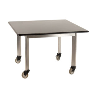 Black Granite Dining Table on Brusted Steel Legs with Caster Feet