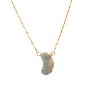 4.10 Carat Lightning Ridge Semi-Black Opal Necklace in 14 Karat Gold