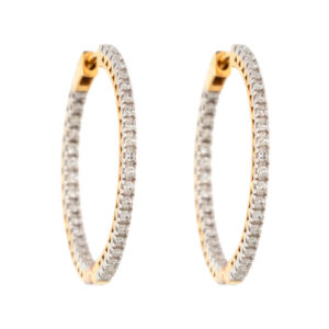 Pair of Lab Diamond Inside-Out Hoop Earrings in 14 Karat Gold