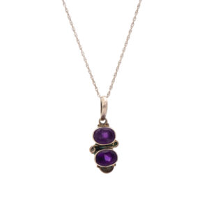 Small Oval Amethyst Pendant Necklace in Sterling Silver