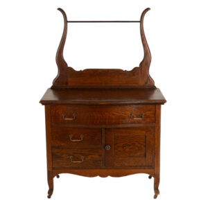 Antique Oak Washstand with Towel Bar