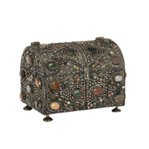 Silver Mounted Semi-Precious Stone Encrusted Mini Chest