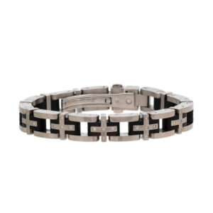 SIMMONS Stainless Steel Men’s Bracelet with Diamond Detail